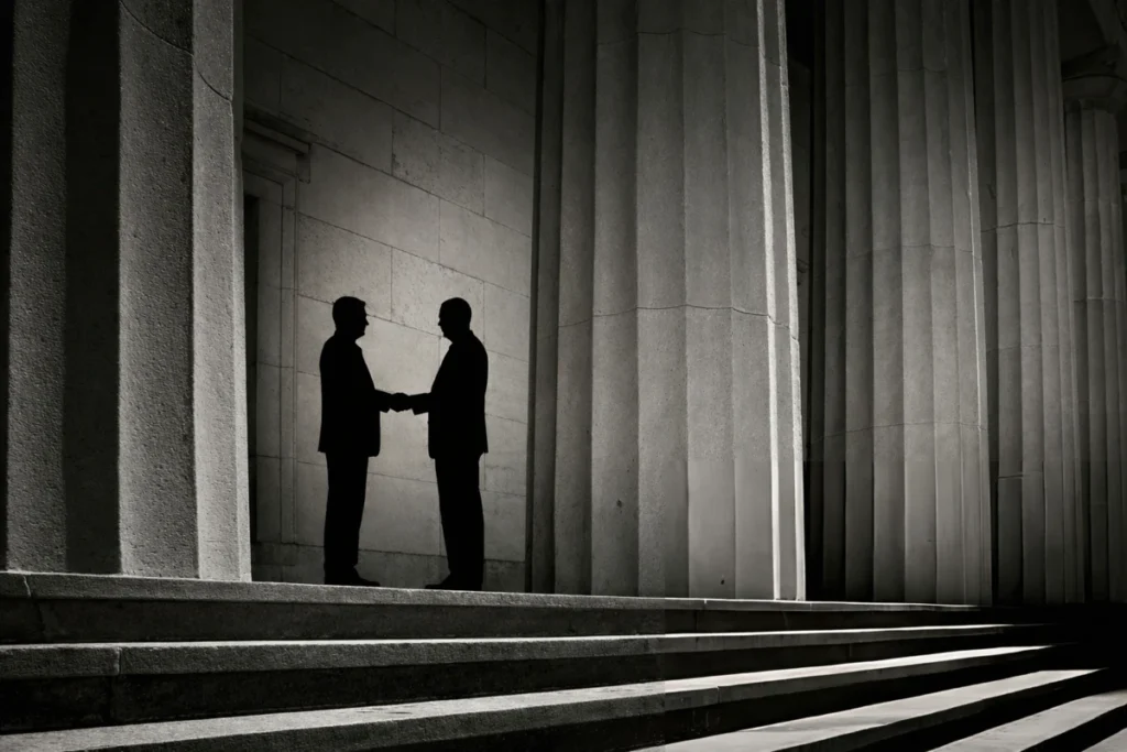 High-trust handshake between two men - secure messaging app